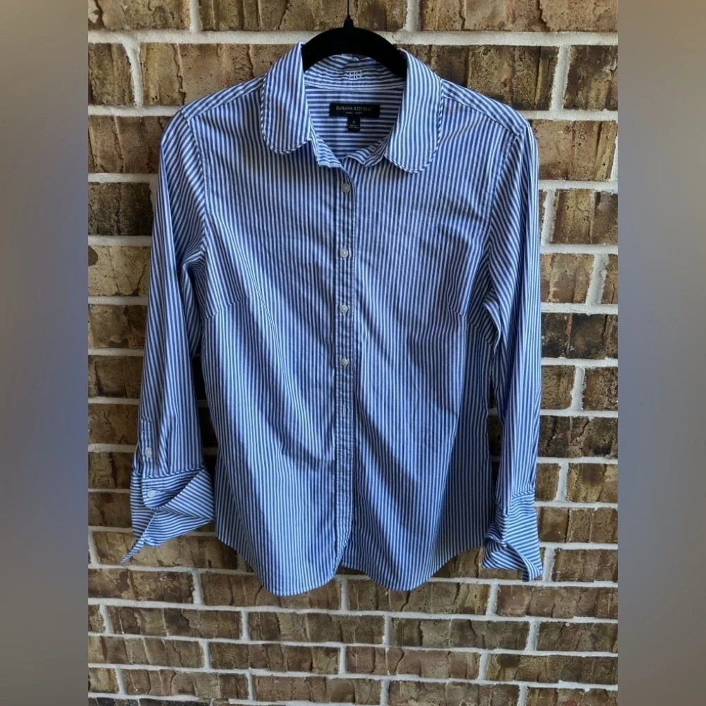 Banana Republic Blue Striped Casual Shirt